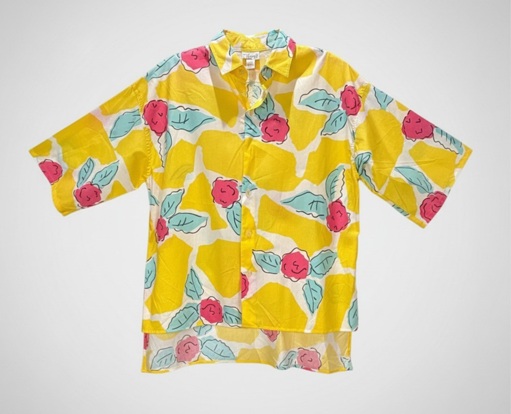 NWT VTG Gloria Floral Blouse top Medium short sleeve button up floral Bloomcore